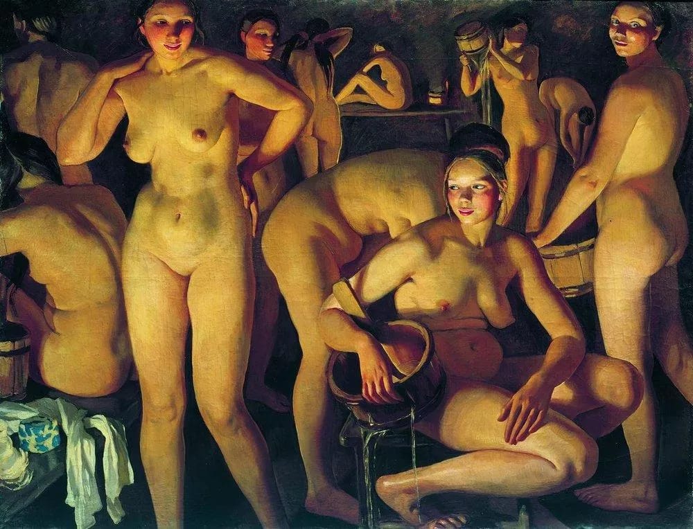 Desnudos femeninos en una sauna de Zinaida Serebriakova