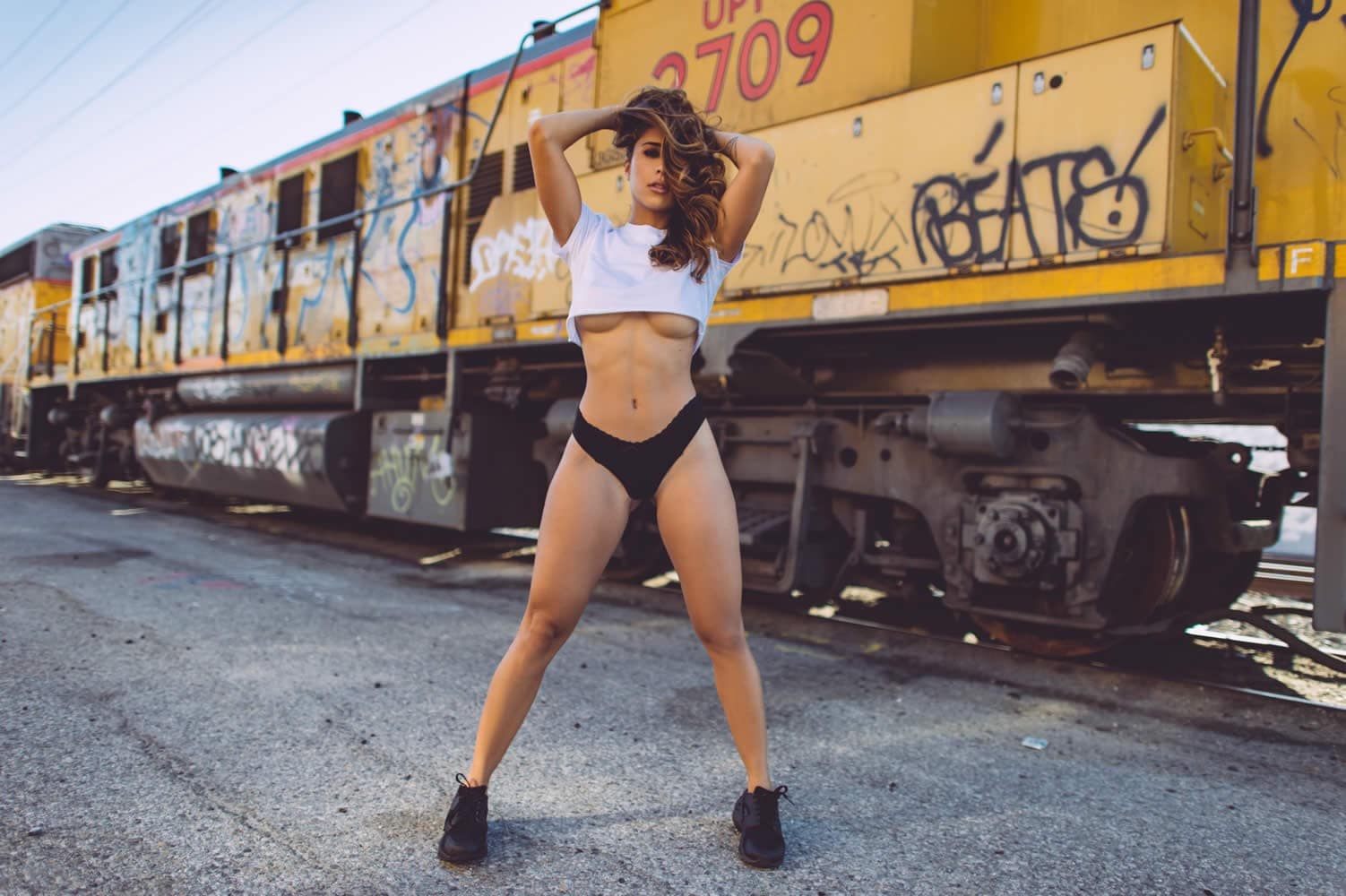 Tianna Gregory women model T shirt lingerie sneakers 319878